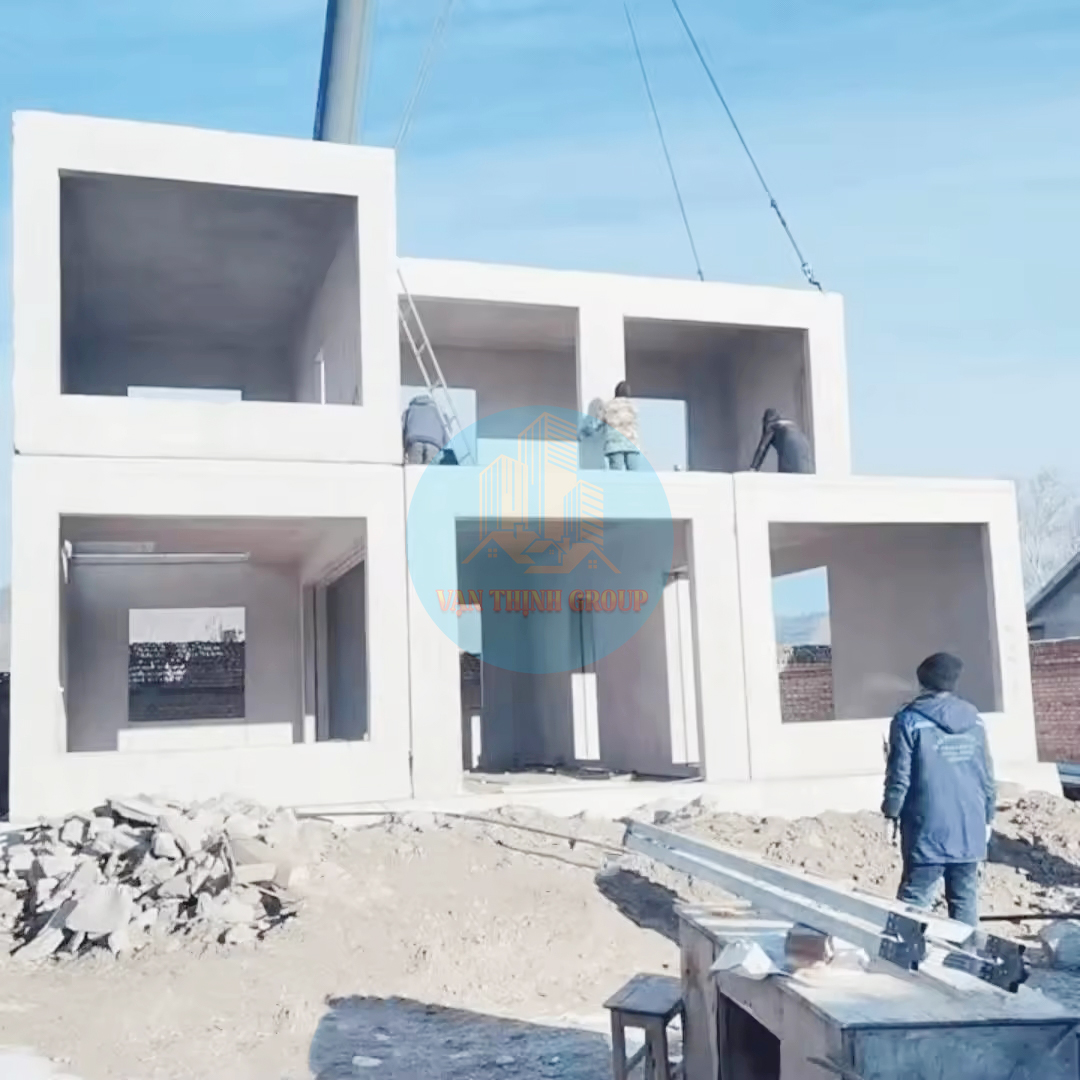 Nhà 2 tầng bằng bê tông đúc sẵn